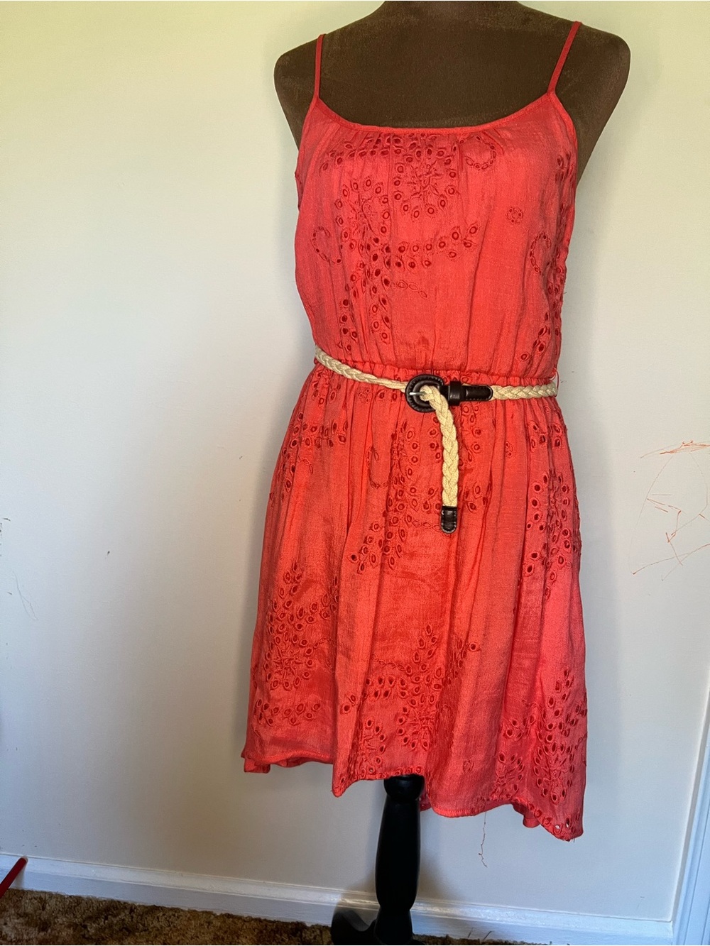 My Michelle Red Eyelet High-Low Dress with Belt - Size S